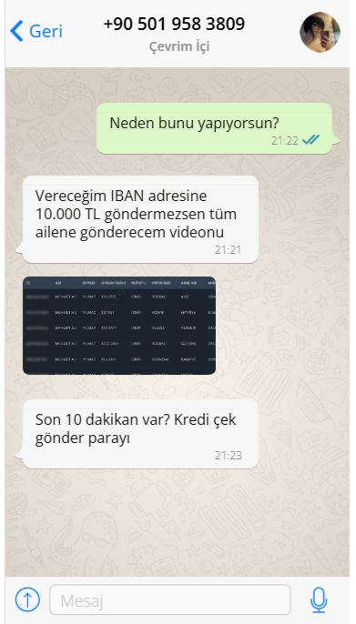 Aile Bilgileriyle Şantaj